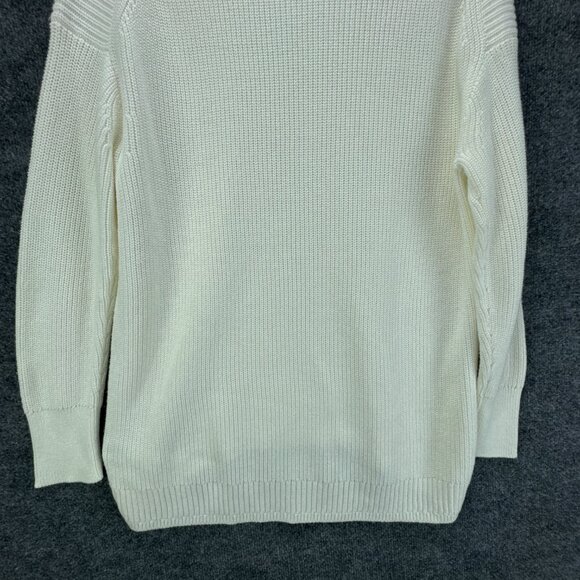 J Crew Sweater Womens Small Pullover Ivory Turtleneck Cotton Cashmere Relaxed - Picture 6 of 14